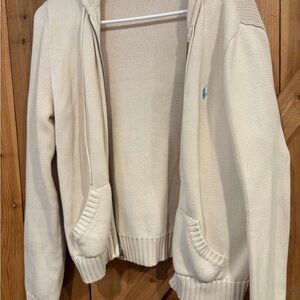 Ralph Lauren Cream Knit Zip-Up Hoodie